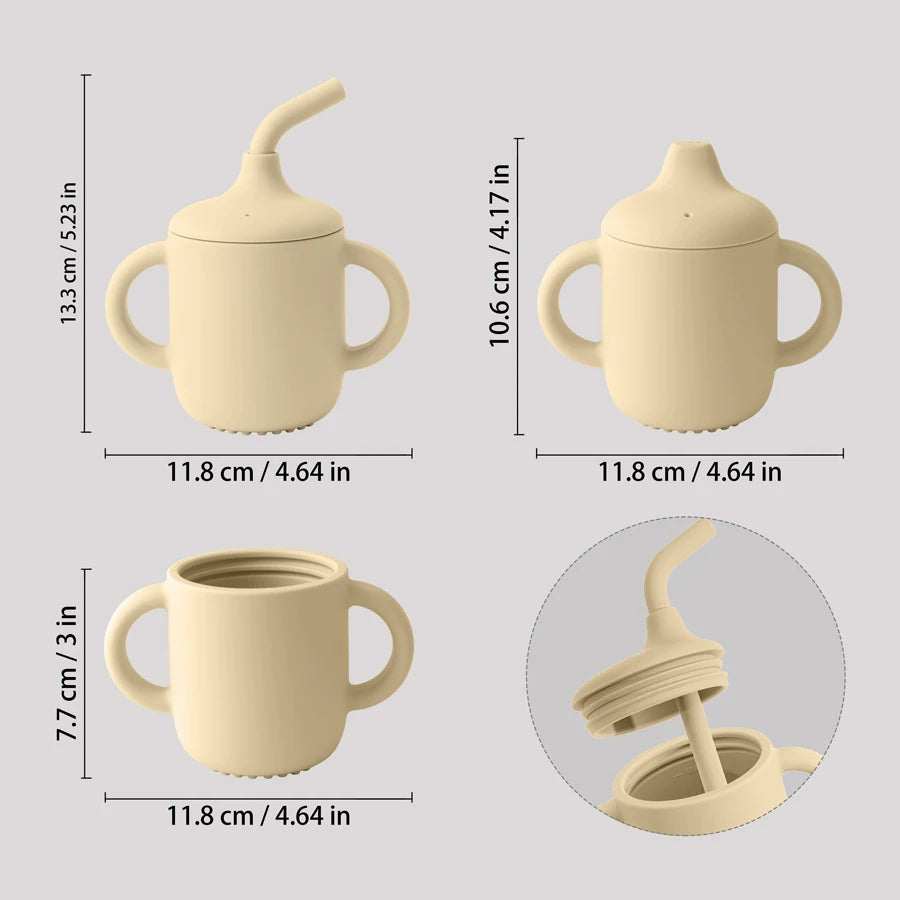 1pcs With Two Lids Baby Silicone Cup