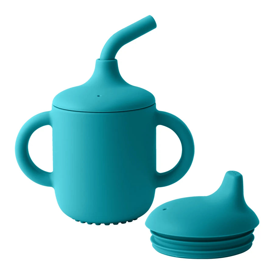 1pcs With Two Lids Baby Silicone Cup